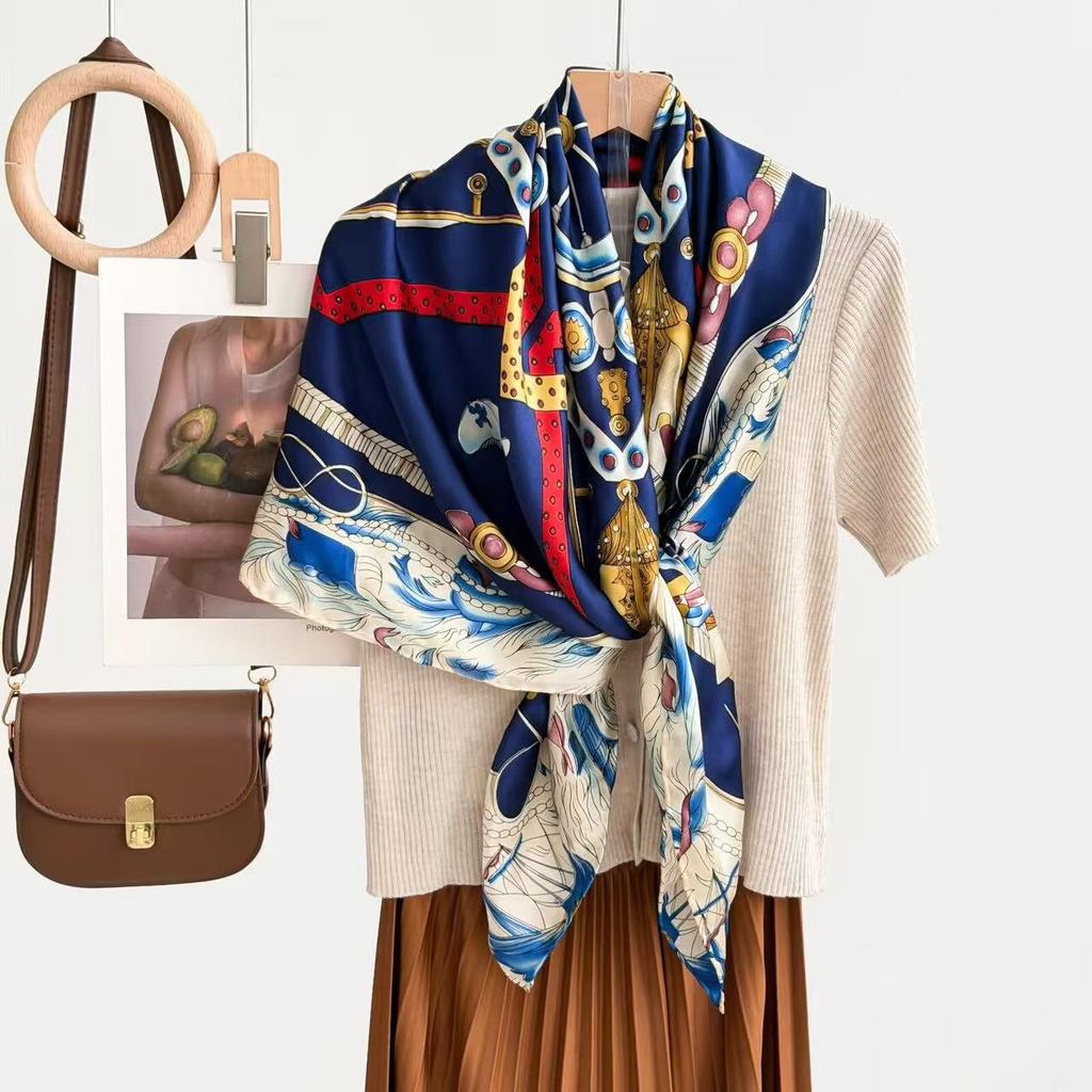 New fashion 111 mulberry silk silk scarf, women's Spring Festival gift for elders to keep warm 111 silk collection