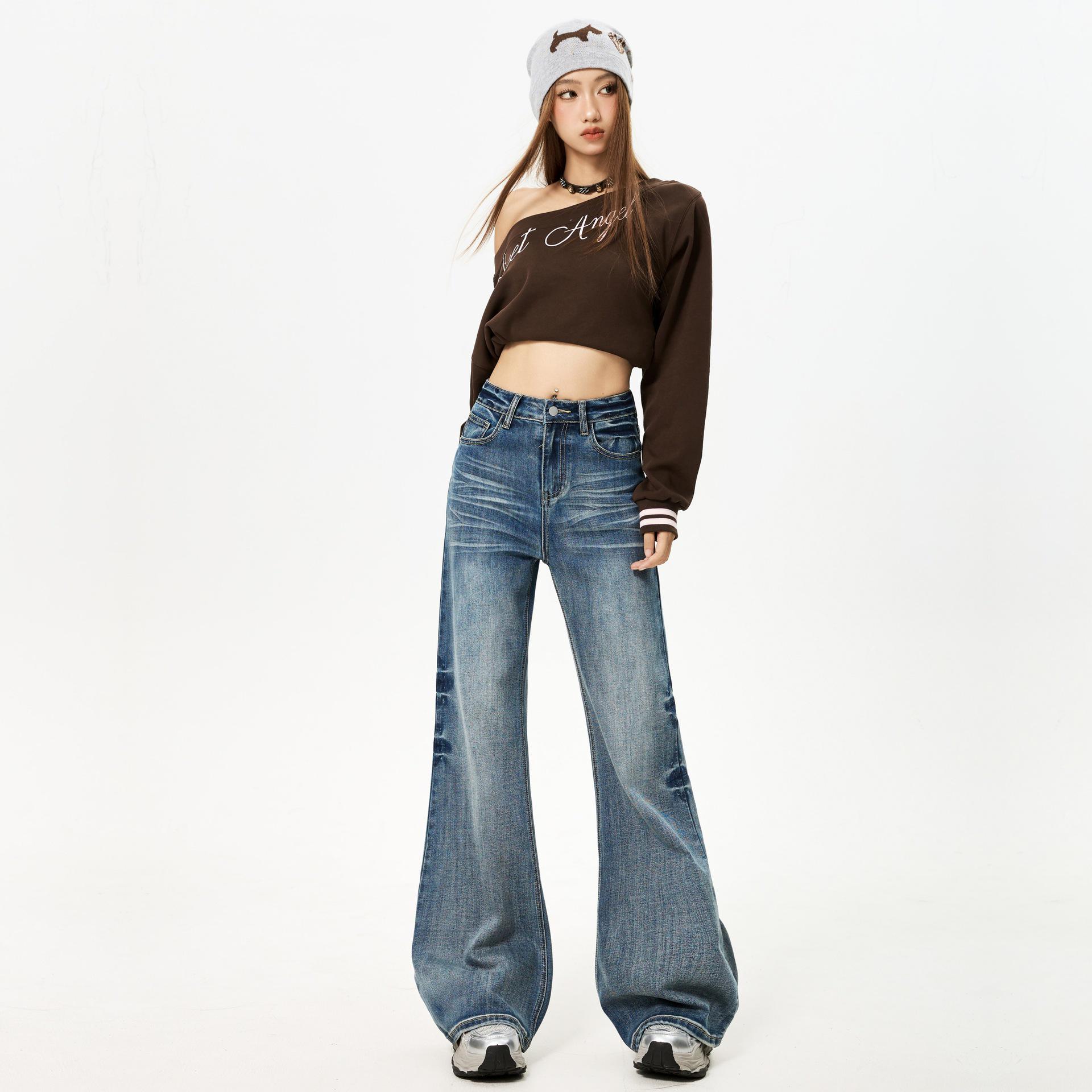 

Женские микро-клеш стрейч джинсы - Не облегающие, стройнящие, осенне-зимний дизайн 2XL