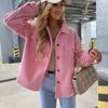 Polo Collar Woolen Coat Women's Casual Long Sleeved Top Solid Color Single Breasted Commuting Loose Jacket Autumn Winter New Fashion