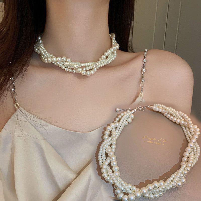 2025 Fashionable Multi-layer Pearl Clavicle Necklace - Elegant Fragrant Style