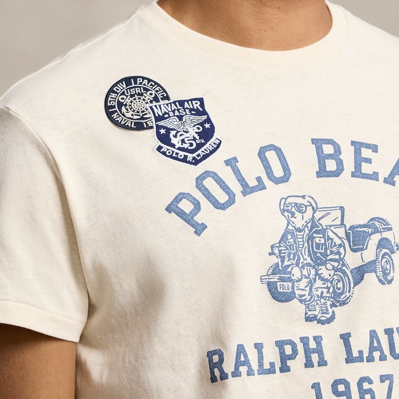 Polo Ralph Lauren Letter And Number Print Crew Neck Short Sleeve T-Shirt Men Tops Washed-White MNPOTSH1N822063-100