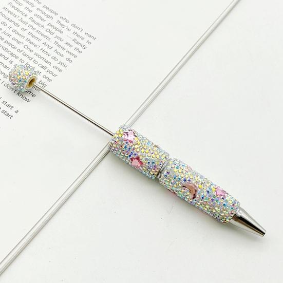 Custom Beadable Pen Blanks Glitter Ballpoint Pen, Sparkly Rhinestone Star Moon Beaded Plastic Creative Gift Pens for Women DIY Handmade Gel Ink School