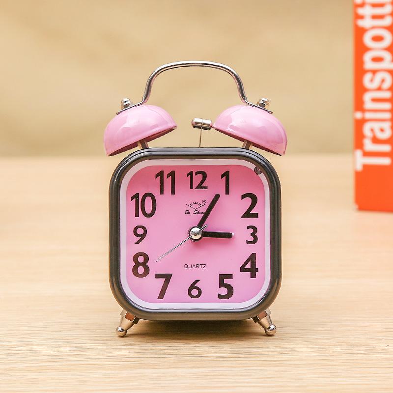 Square Metal Ringing Alarm Clock Ringing Alarm Clock Children and Students' Bedside Clock with Alarm Clock