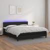 Slatted Bed Base with Mattress - Black - 180x200 Cm - Adjustable Headboard - Colored LED Strip