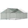 Metall-Hühnerstall, 3x6x2 m Großer begehbarer Hühnerauslauf mit Abdeckung, Hühnerhausgehege mit Spitzdach und Sicherheitsschloss, Outdoor-Enten-Hasen-Käfig