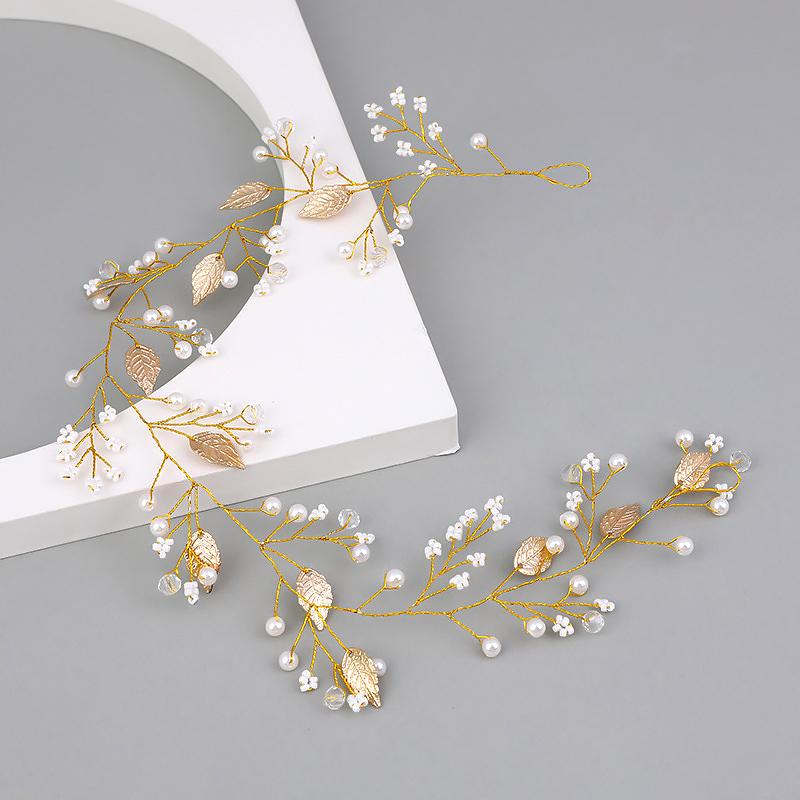 1PC Leaf Headband Simplicity Alloy Elegant Accessories Gift Headband Wedding Bead Bride Handmade