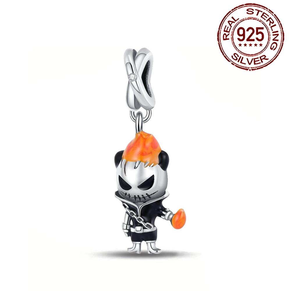 

Ahthen copper Bead Charms Cool Ghost Rider Charm fit Snake Chain Bracelets Necklaces for Women Jewellery Making