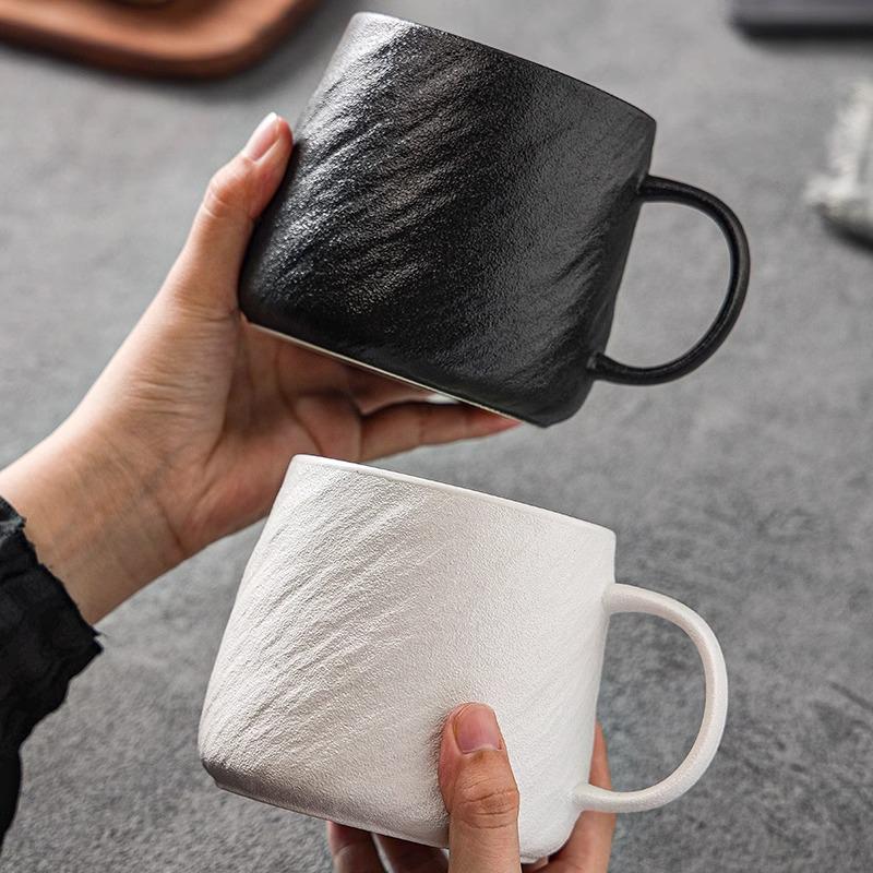Men's Large Ceramic Mug with Rock Texture for Tea & Water