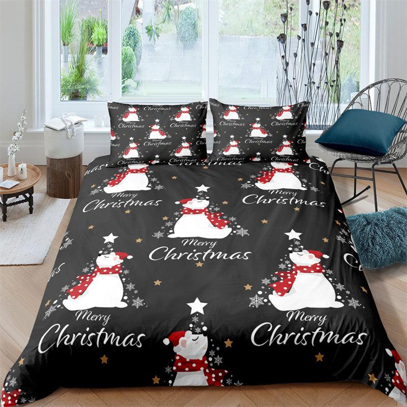 Cartoon Santa Claus Bedding Set King Queen Size Microfiber Christmas Dogs 3D Print Duvet Cover For Kids Pillowcases Home Textile