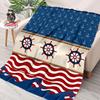 Striped Navy Style Nautical Compass Anchor Printed Blanket Bedroom Living Room Sofa Chair Office Nap Shawl Blanket Holiday Gift