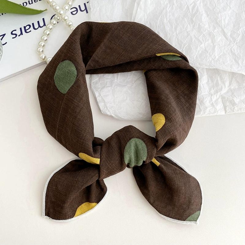 56cm Soft Retro Soft Cotton Square Scarf for Women Neckerchief Cotton Headscarf Floral Printed Small Scarf Hijabs