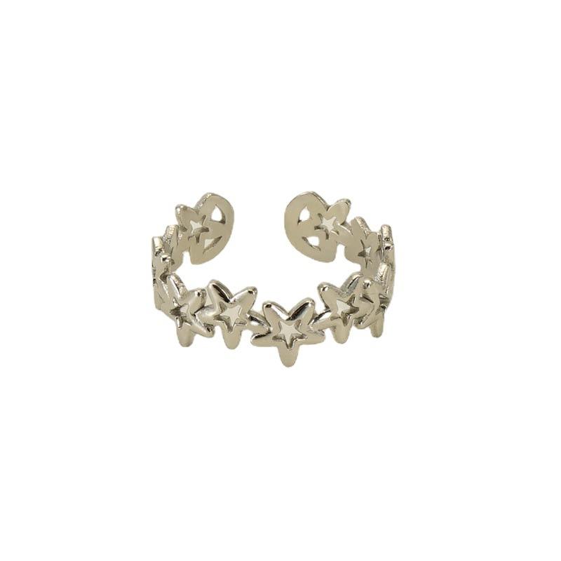 New stainless steel hollow star ring men's and women's niche design ring jewelry