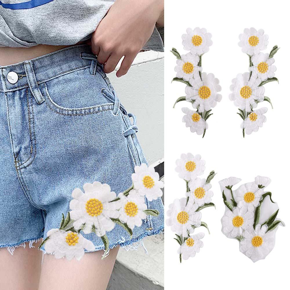 Daisy Clothing Applique Exquisite Clothes Patches Flower Embroidered Patches  Sewing
