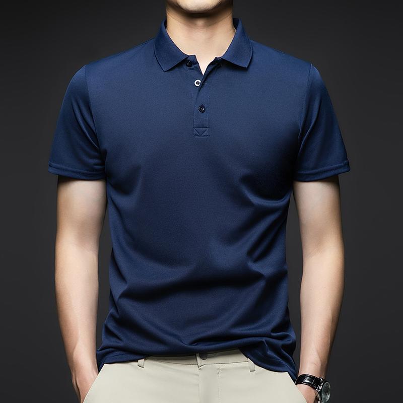New Arrival Men's Fashion Solid Short Sleeve Polo Shirt Summer Breathable Comfortable Turn Down Collar Tops