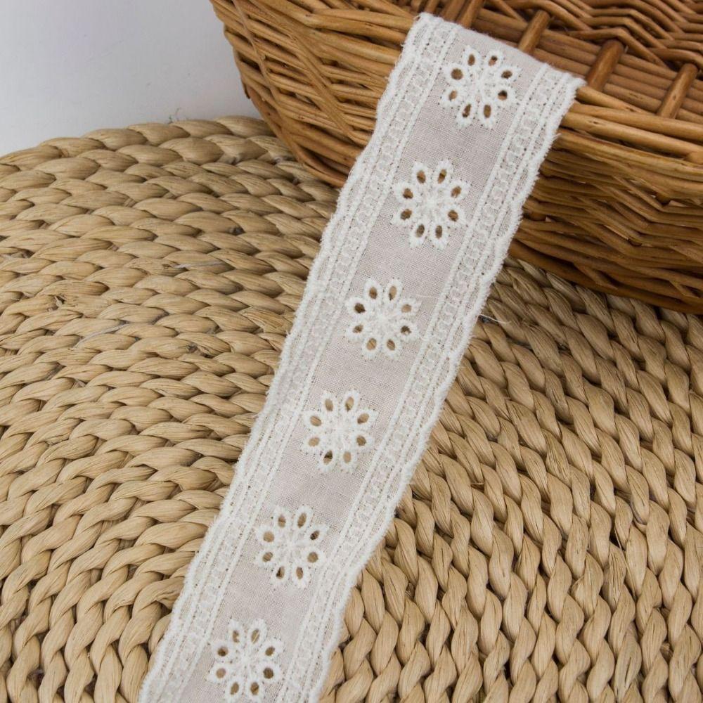 15 Yards Pure Cotton Sewing Trim Hollowed Out Flowers Multi-size Decor Ribbon Lace Trim White Lace Trim Ribbon Clothing Decor