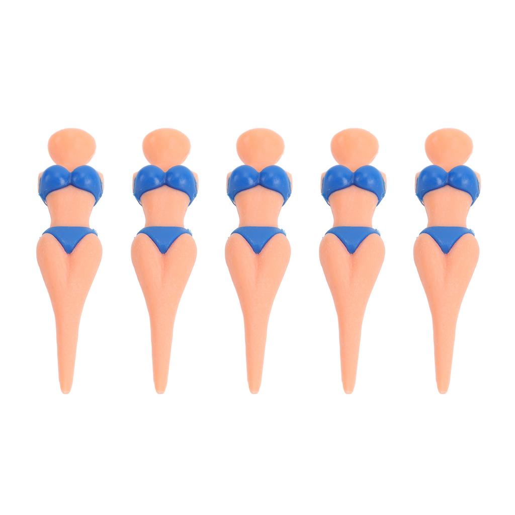 5Pcs Golf Tees Plastic Anti Slip Lady Bikini Girl Golf Practice Tees for Golf Training Blue