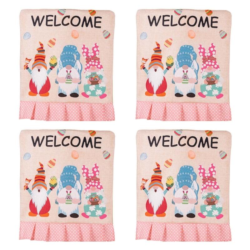 

4Pcs Easter Chair Back Covers Dining Chair Slipcovers for Easter Decorations Gnome Rabbit Dining Room Seat Covers