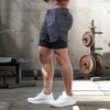 Shorts de Corrida ao Ar Livre Masculino Plus Size com Camada Dupla e Múltiplos Bolsos