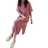 Plus Size Korean Summer Over-Knee Dress – Loose Fit, Belly-Covering, Short Sleeve, Long Length T-Shirt Dress for Women
