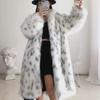 2024 Women's Plus Size Faux Leather Jacket with Fox Fur Trim and Long Sleeves