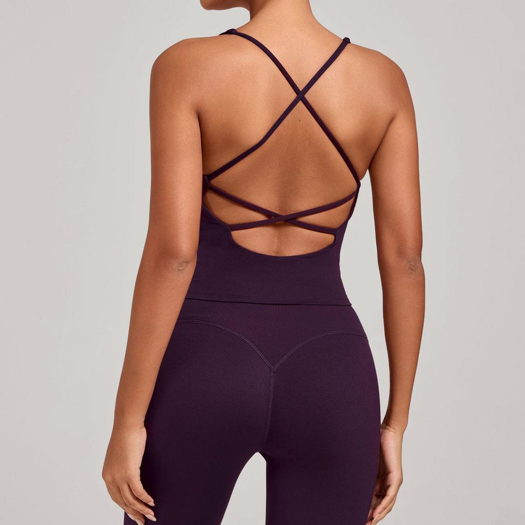 Cross-Strap Quick-Dry Yoga Vest: Versatile Running Sports Top with Stylish Back Design