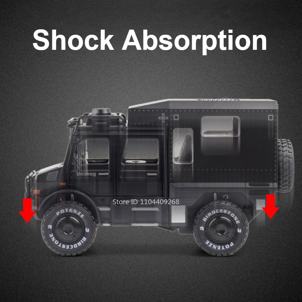 1:28 Scale Unimog U5000 Land Rover Defender Toy Car Model Rubber Tire Alloy Diecast Sound Light Off-Road Vehicle Child Toy