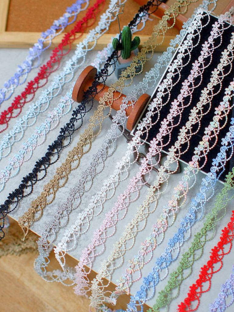 Colorful 2cm Floral Polyester Lace Trim for DIY Clothing Accessories