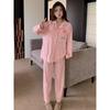 Pajamas Autumn Loose Cardigan Casual Lapel Long Sleeve Homewear Set Silk Women's Pajamas