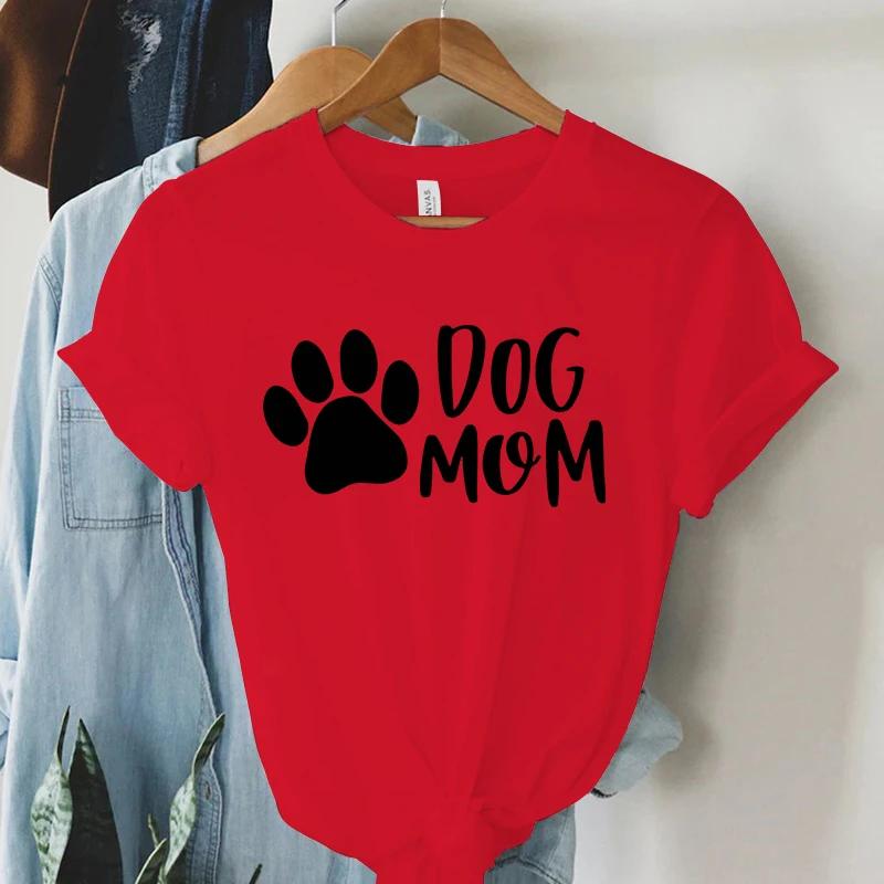 Women T Shirt Dogs Paws Mom Print Tshirt Women Short Sleeve ONeck Tshirt Ladies Causal Shirt Clothes Tops Dogs Paws Mom Tee