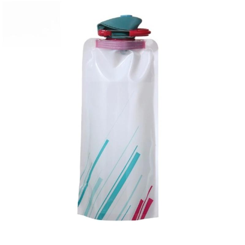 Foldable Water Bottles Reusable Flexible Travel Bottle Plastic Pouch Soft Flask Water Bag With Carabiner Clip