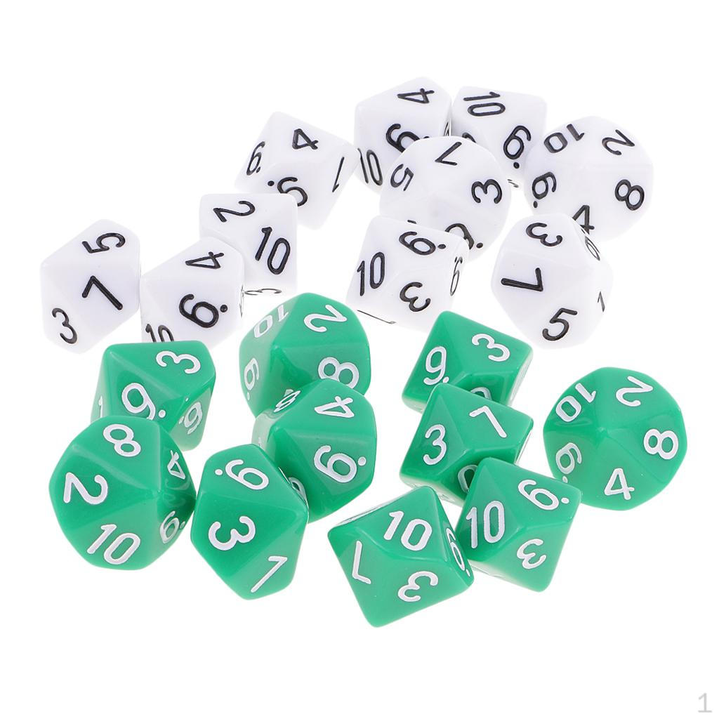 

20 Pieces Acrylic Polyhedral s D10 Die 0.62inch for and Games Accessor