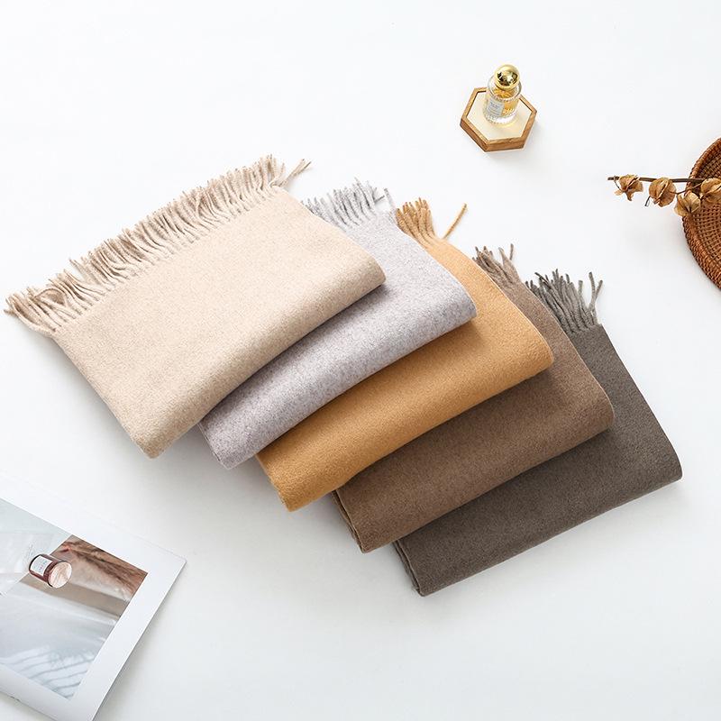 High-End Wool Cashmere Scarf for Women & Men - Versatile Solid Color Shawl for Winter 2026