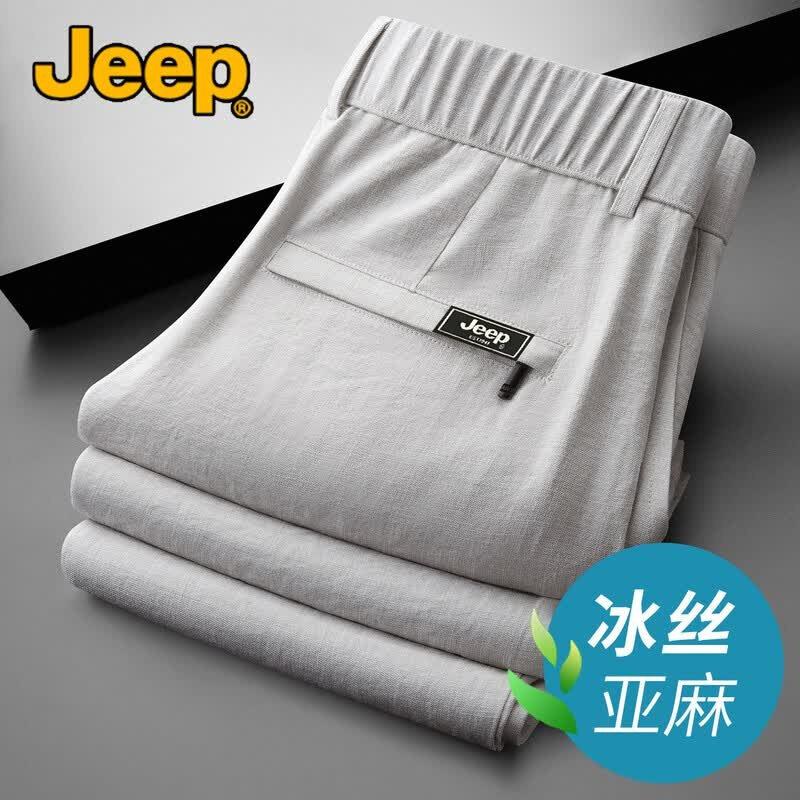 JEEP Men s Summer Linen Blend Straight Fit Casual Trousers XXL