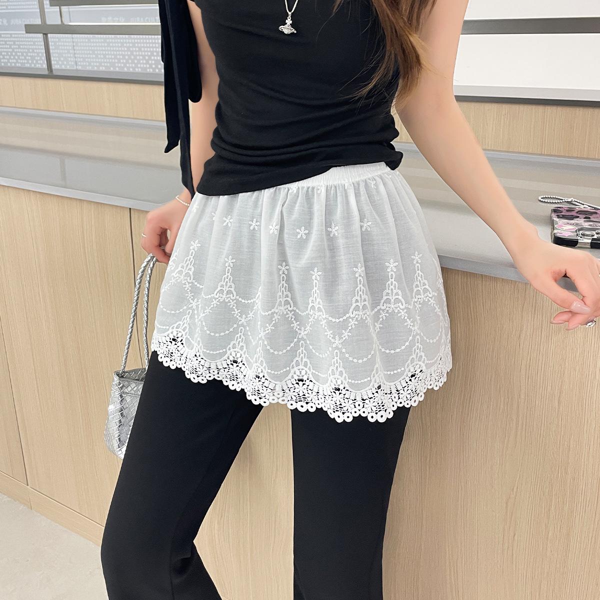 Women s Layered Lace Trim Skirt - Anti-Exposure, Stylish Summer Base Layer One Size (recommended 80-110 jin)