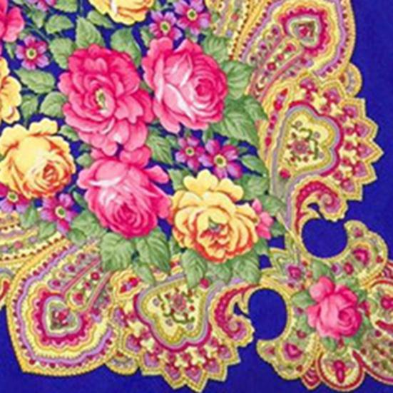 Quastenbesatz Quadratischer Weicher Winddichter Retro Schal Damen Herbst Winter Ethnischer Stil Druck Baumwollschal