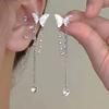 Gold Plated Crystal Leaf Tassel Drop Earrings for Women Shiny Zircon Flower Dangle Earring Wedding Party Jewelry Gift Y2k