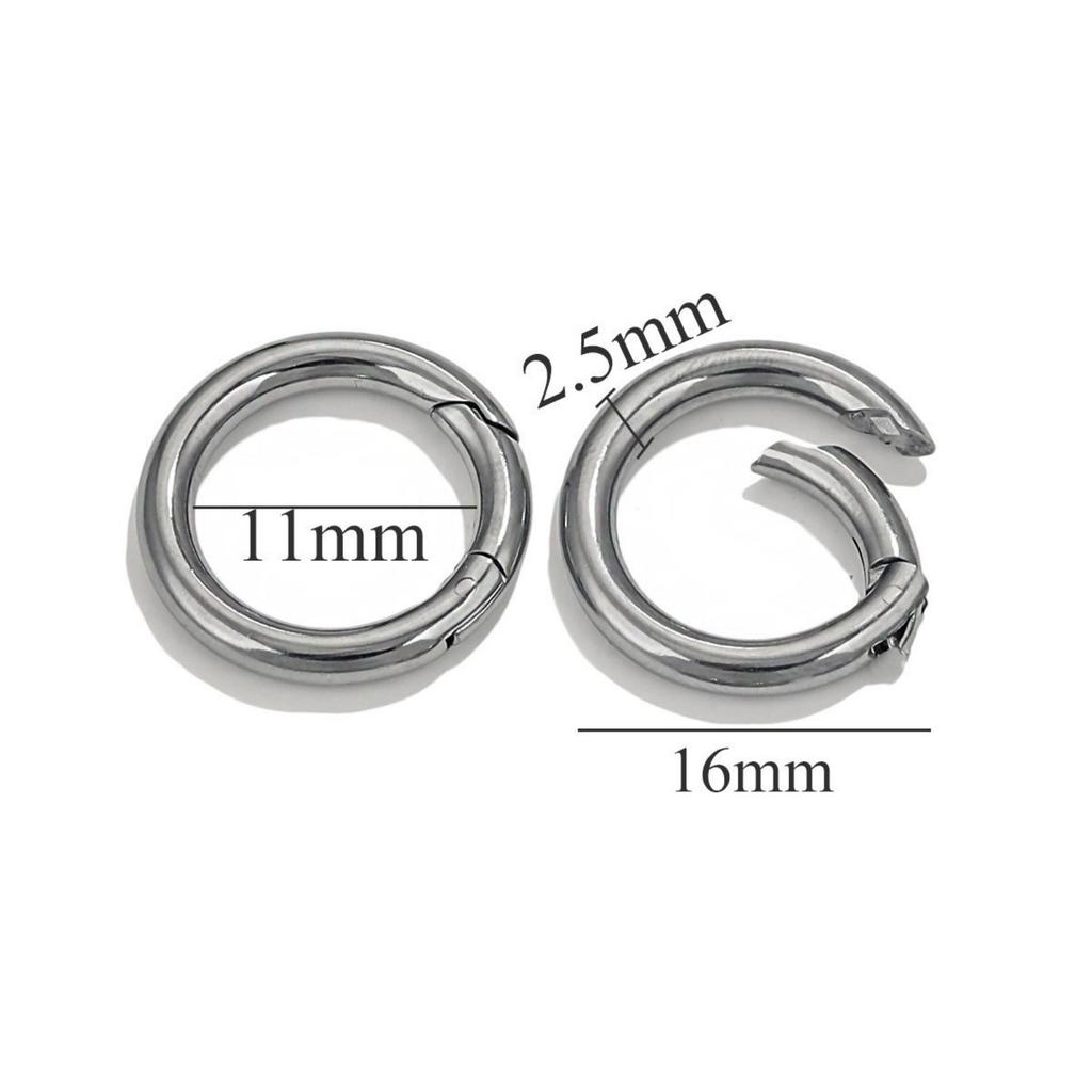 304 Stainless Steel Bolt Spring Ring Clasps Polished Heart Circular Connector DIY Necklace Jewelry Making Lobster Buckle, 1Piece