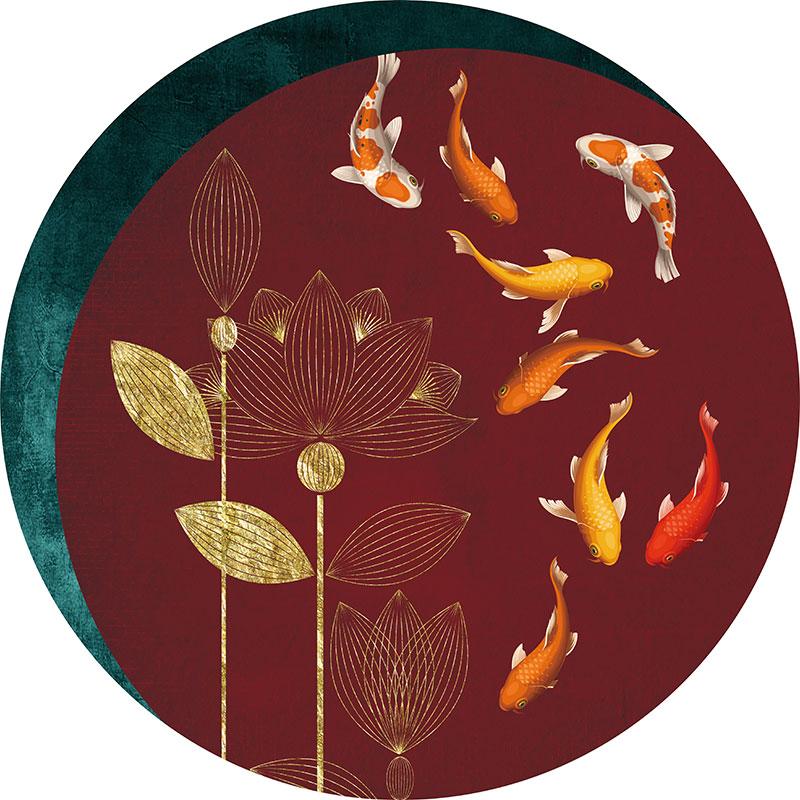 Chiness Style Round Carpet for Living Room Geometric Wave Print Floor Mat for Bedroom Kids Room Computer Chair Parlor Area Rugs