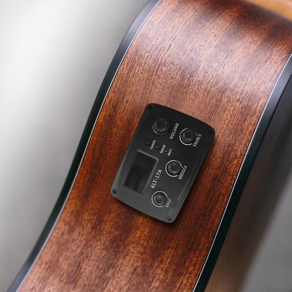 Acoustic Guitar Pickup Folk Classical Guitar Pickup LCD Display with 4-band EQ for Folk Guitar