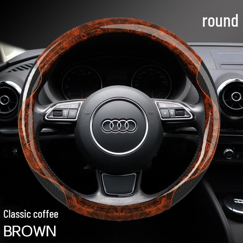 

Universal Peach Wood & Carbon Fiber Steering Wheel Cover - Non-slip, All-Season, Stylish Unisex Design.” 38cm