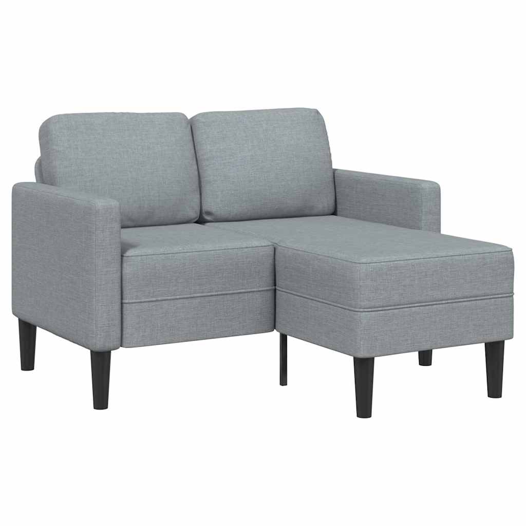 2 Seater L Shaped Sofa with Chaise Longue Light Grey 125 cm Fabric