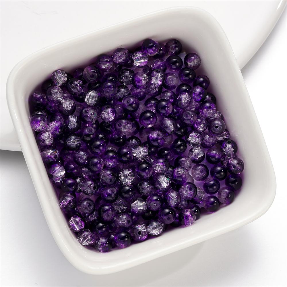 A String 4mm Double Color Round Cracking Glass Beads Necklace Loose Beads For DIY Jewelry Making Bracelet Handmade Accessories