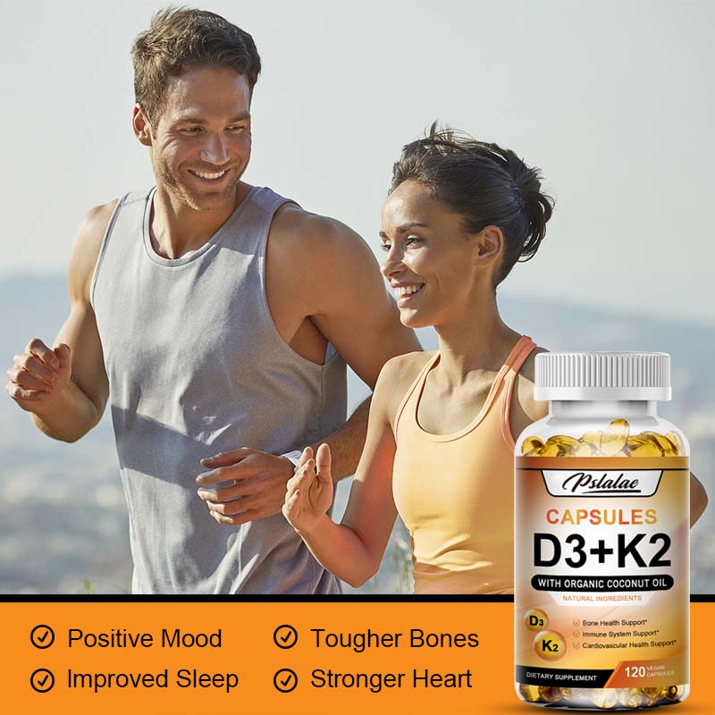 Vitamin D3 + K2 Kapseln, mit Bio-Kokosöl, - Unterstützung der Knochengesundheit, Unterstützung des Immunsystems, Unterstützung der Herz-Kreislauf-Gesundheit