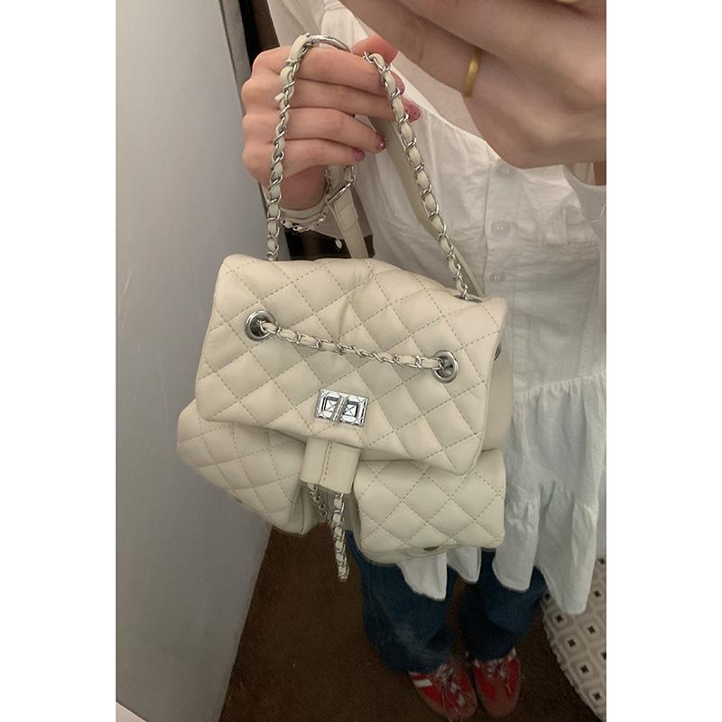 

Рюкзак-цепочка Xiaoxiangfeng, Модный рюкзак с ромбовидным узором и множеством карманов бежевый