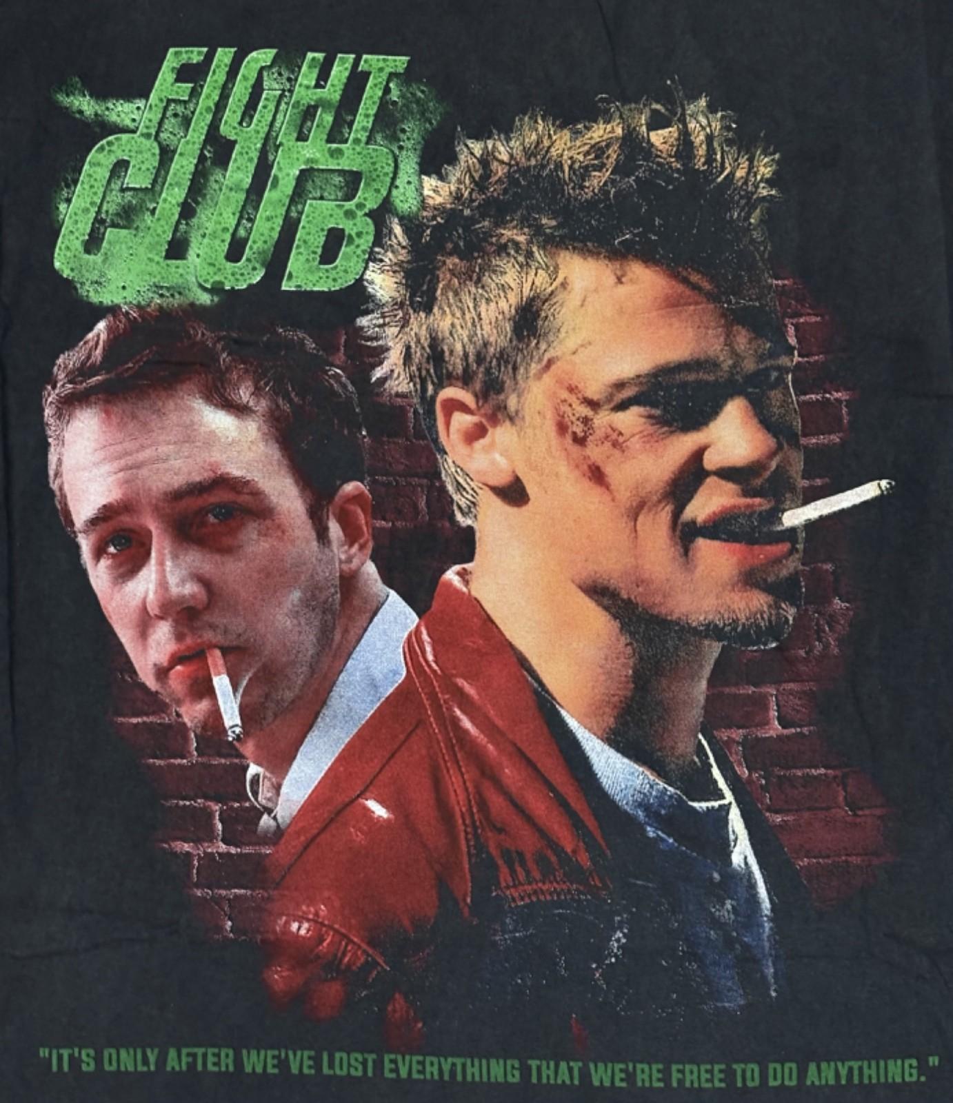 Vintage Fight Club Movie Promo 1999 Brad Pitt Edward Norton Sz.L T-Shirt REPRINT XXL
