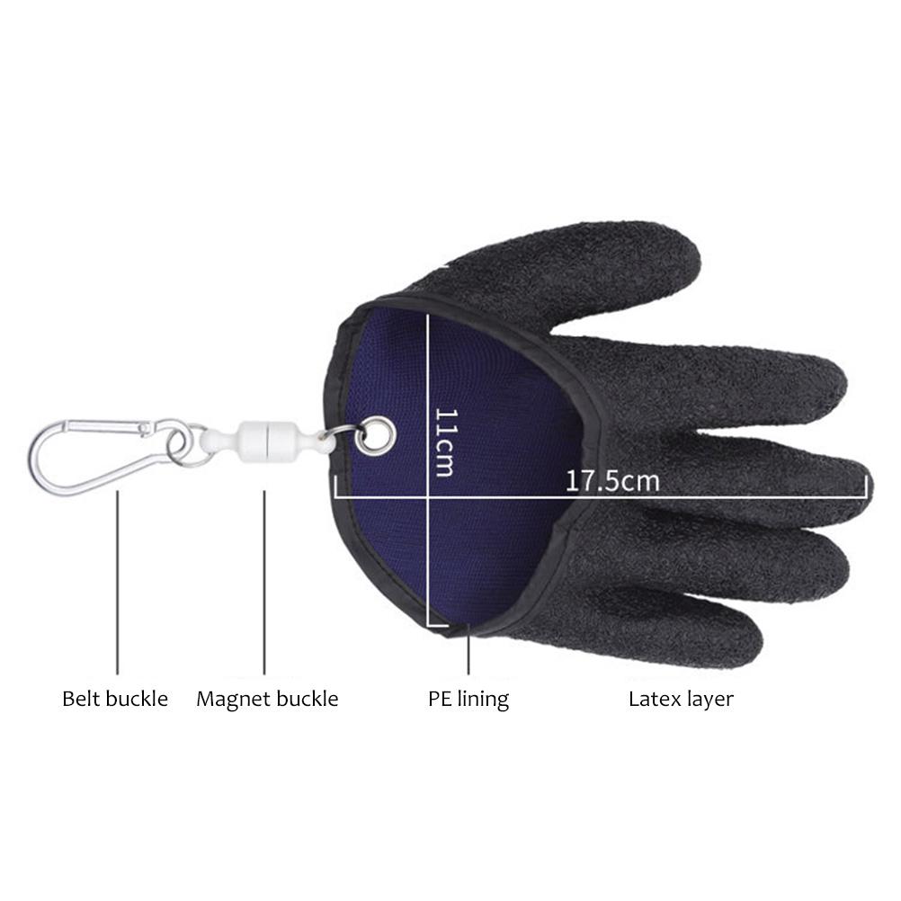Fishing Catching Gloves Hand From Puncture Scrapes Waterproof Magnet Release Anti Slip Latex Gloves