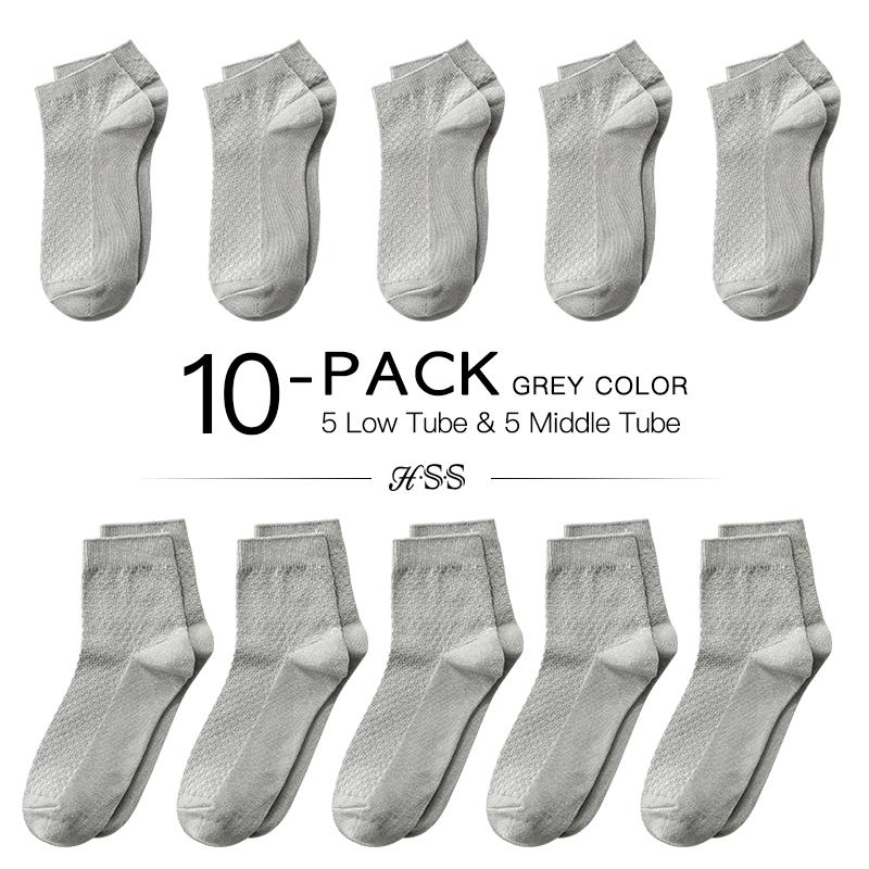HSS 10 Pairs/Lot Men Bamboo Socks Soft Breathable Summer Winter Long Socks Black Business Casual Man Low Socks Big Size EU38-44