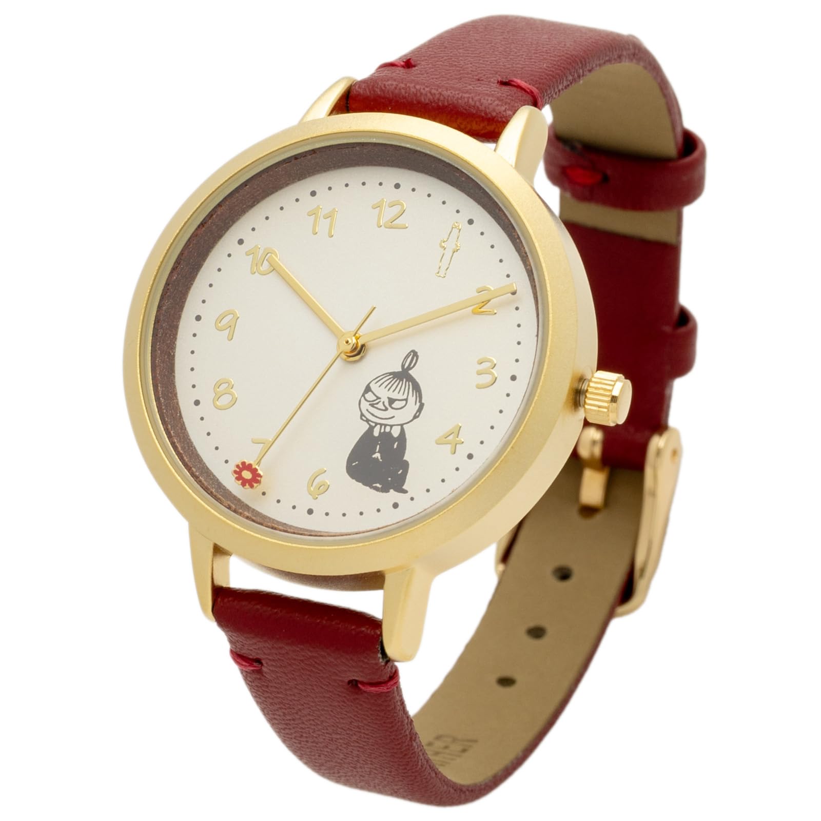 

Analog Watch with Leather Strap and Wood Moomin Wood Leather Watch Little [Fieldwork] Women s Pattern, Y, My, Red, MOM017-2