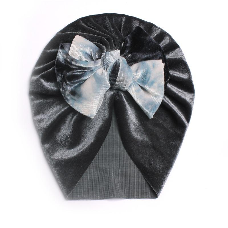 New Golden Velvet Children's Bow Hat, Baby Winter Warm Hat, Baby Hat