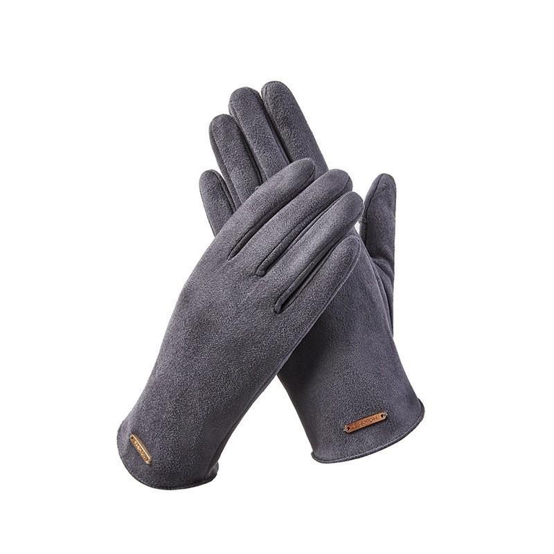 Warm Gloves for Women In Autumn and Winter Outdoor Riding Cold Proof Thickened Plush Velvet Cute Bow Develvet Touch Screen Gloves